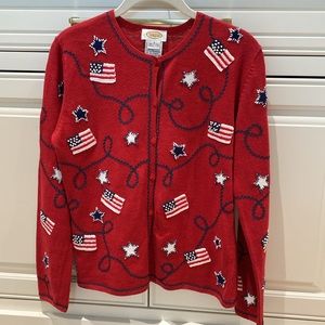 TALBOTS Forth of July /Patriotic sweater lovely condition w/ no snags or pulls.
